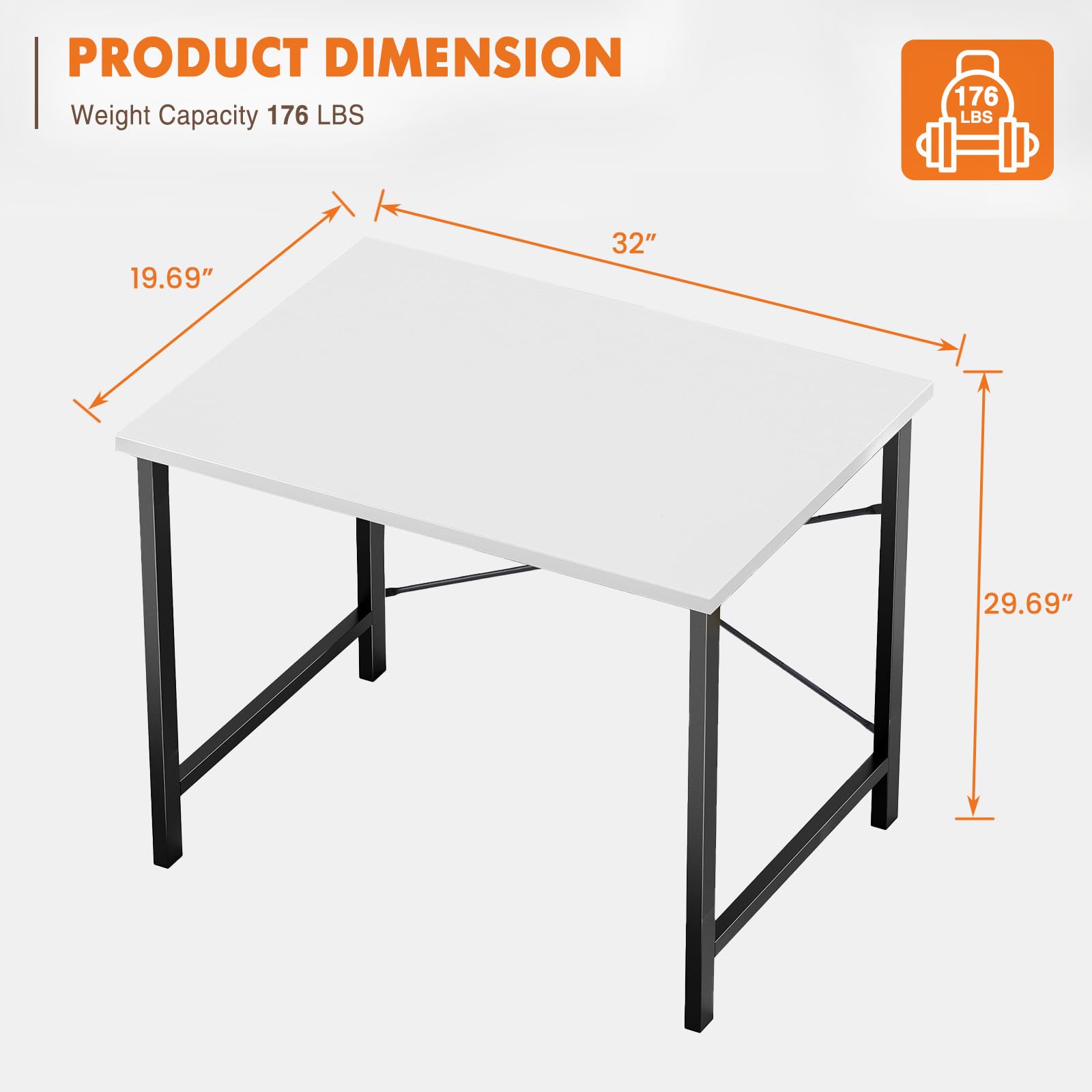 Sweetcrispy GDZ-31IN-BKWT 81.3cm Small Computer Desk White and Black