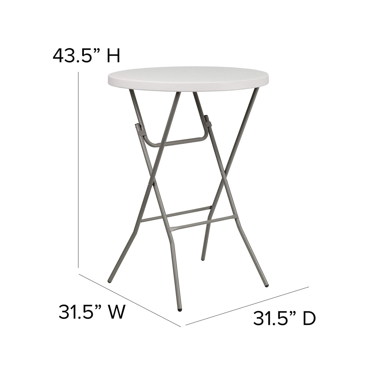 Flash Furniture Round Folding Bar Height Table 80cm Granite White