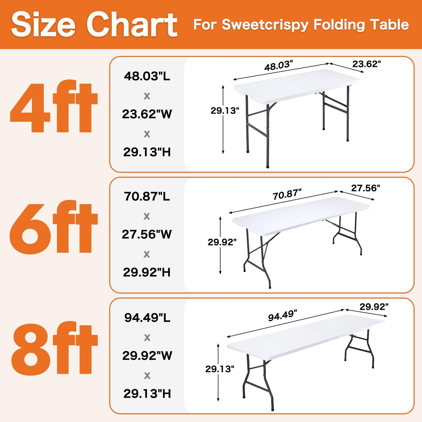 Sweetcrispy 121.9cm Folding Picnic Table Basic White