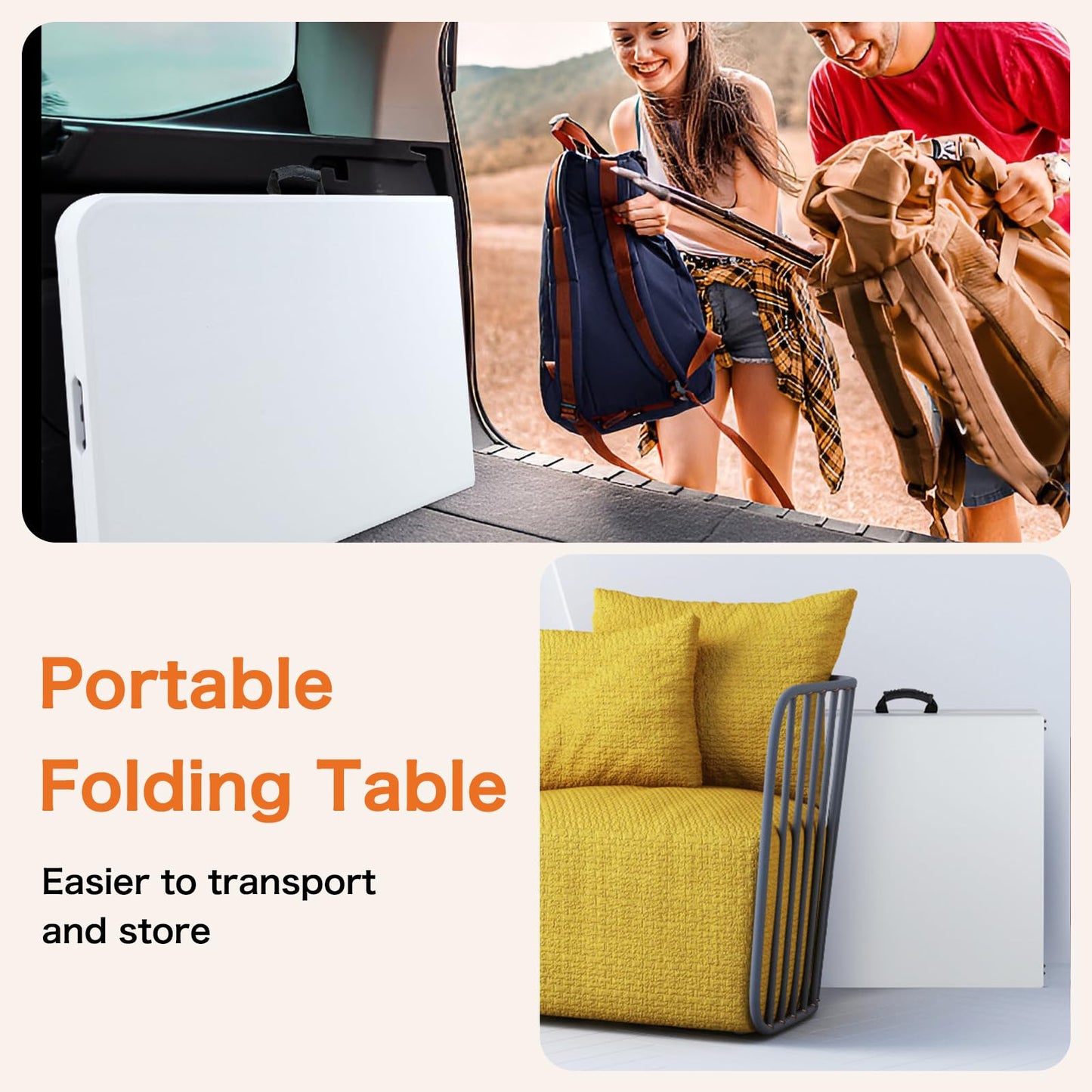 Sweetcrispy 121.9cm Folding Picnic Table Basic White