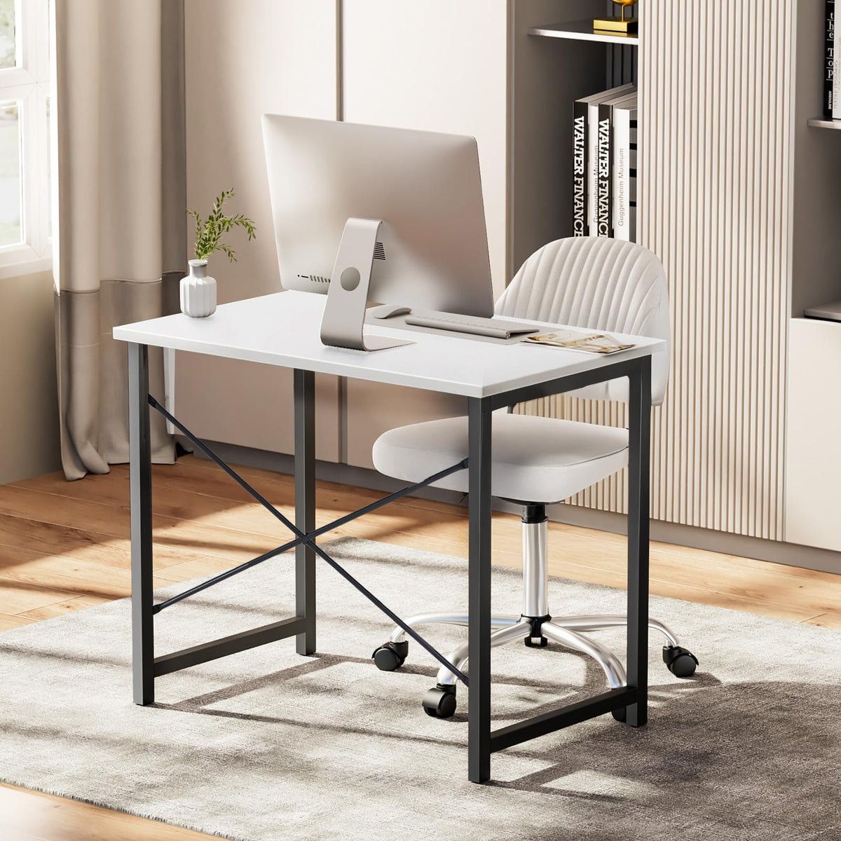 Sweetcrispy GDZ-31IN-BKWT 81.3cm Small Computer Desk White and Black