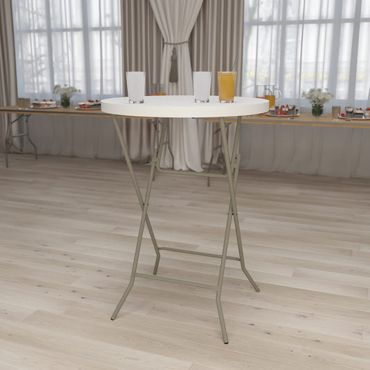 Flash Furniture Round Folding Bar Height Table 80cm Granite White